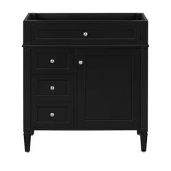 Virubi 30 in. Modern Classic Bath Vanity Cabinet without Top in Black with 2 Drawers and a Tip-out D