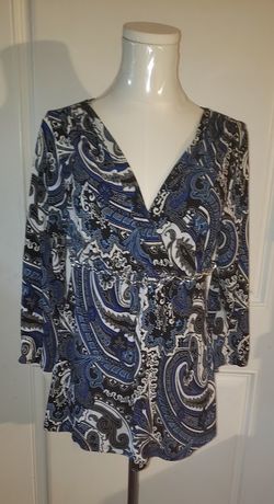 Constance Marie Paisley Long Sleeve Blouse/Top (Size L)
