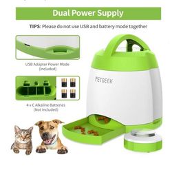 PETGEEK Automatic Dog Treat Dispenser with Button - Puzzle Memory Training Dog Button Feeder, Pet Geek Button Treat Food Dispensing Dog Toys Interacti