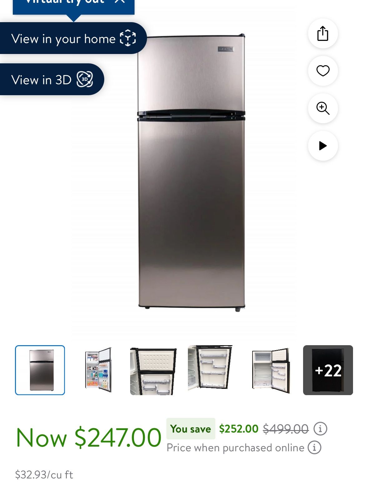 STAINLESS STEEL 7.5 FRIDGE