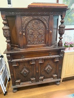 Two Ornate Vintage Wood Cabinets