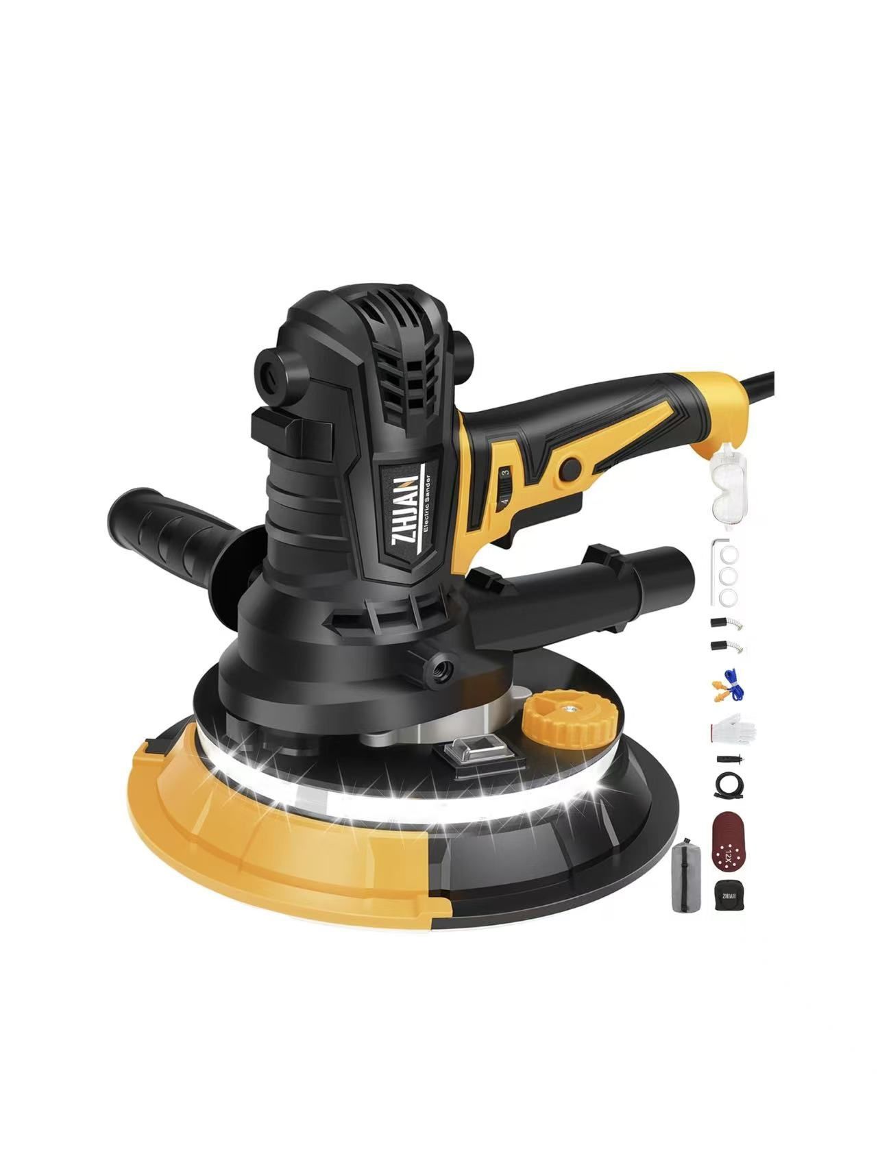 🥨Handheld Drywall Sander 900W, 1(contact info removed)RPM Portable Electric Wall Polishing Machine,Electric Drywall Sander with Vacuum, LED light