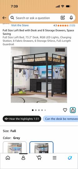 Full loft bed , mattress not included