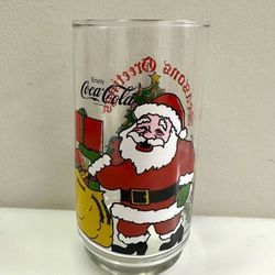 Vintage 1982 Coca Cola Coke 100 Anniversary McCroy Stores Dime Story Christmas Seasons Greetings Collectible Glass Tumbler