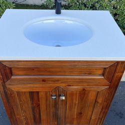 30”white single sink bathroom vanity with carrara white marble stone top