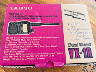 Yaesu VX-1R Dual Band HT Transceiver Radio w/ Original Box & Extras