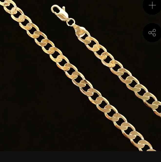 18K Italian Gold Filled Diamond Cut Cuban Chain 24 Inch & 26 Inch 7.5mm