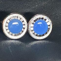 Radiant Blue Catseye Stainless Steel Cufflinks