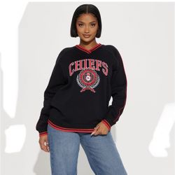 NFL, Women’s  Black Throwback Chiefs Crew Neck Sweatshirt, Size Small, New With Tags (3 Available)