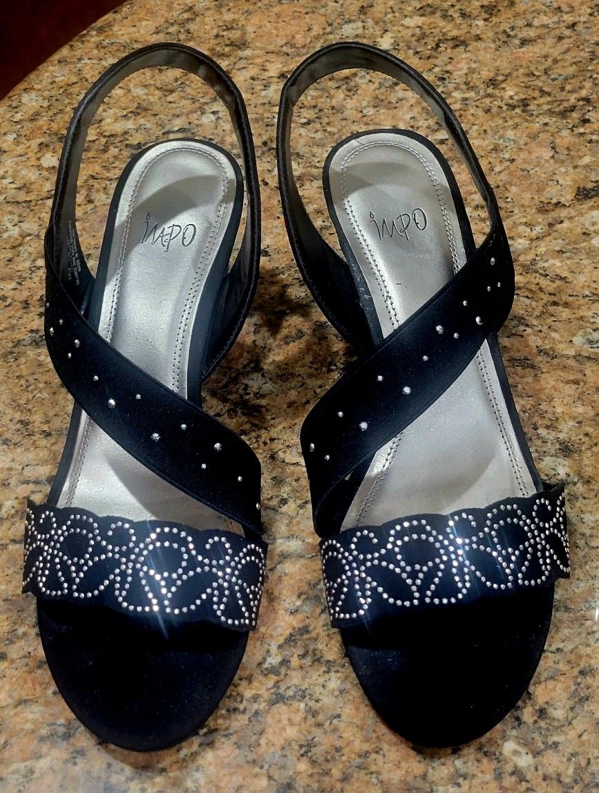 IMPO Ladies BLACK RHINESTONE Sandals SIZE11