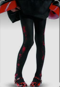 Black and Red Splatter Print Tights