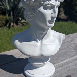 12" White Resin Bust of David – Classical Renaissance-Style Sculpture Decor

