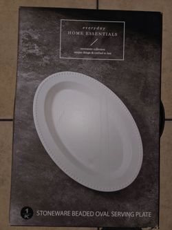 Stoneware Beaded Oval Serving Plates