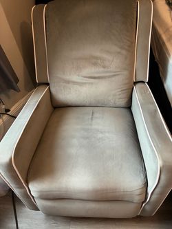 Gray Fabric Accent Chair with White Piping