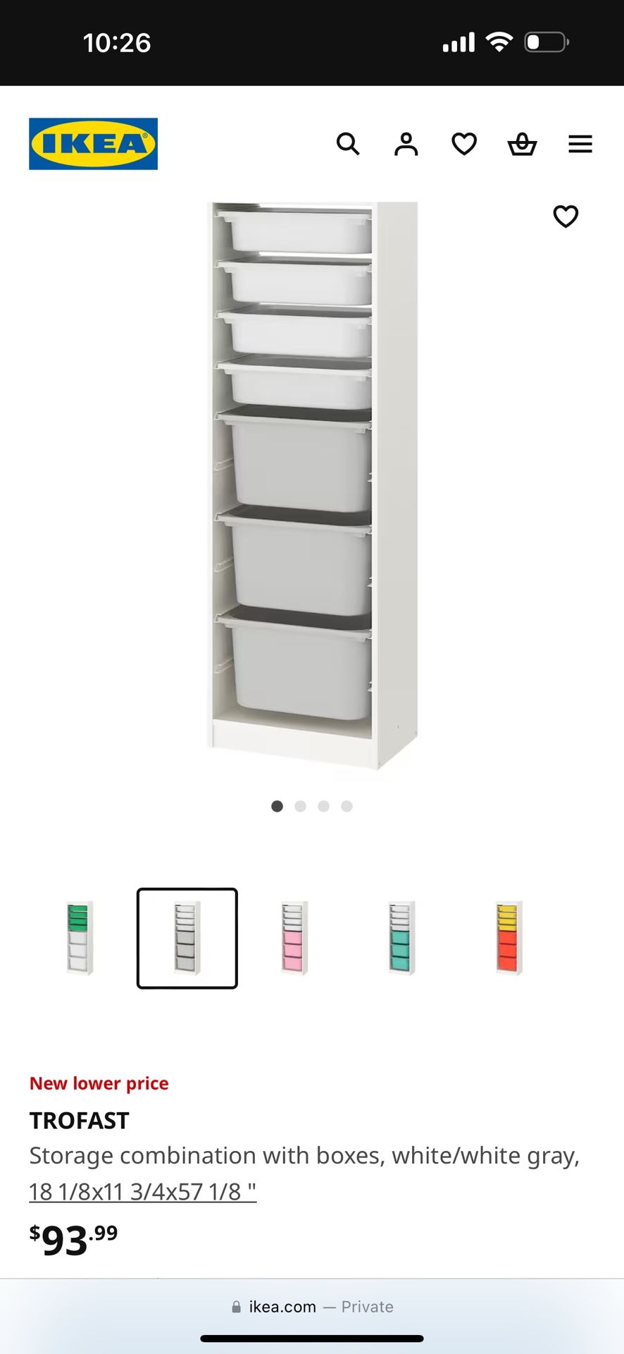 TROFAST Storage combination with boxes Greenyellowred and blue “