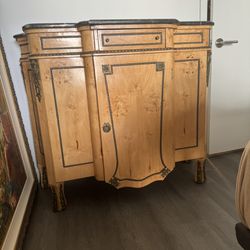 Beautiful  Vintage Antique Credenza Accent Table With Marble Top