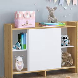 Nursery Narrow Toy Cabinet, Storage With Sliding Doors 