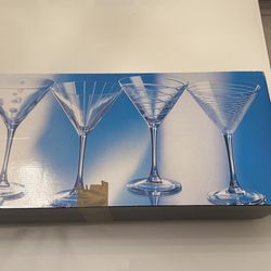 Mikasa Martini Glasses Cheers Set of 4 Etched Made in France 10 oz. New