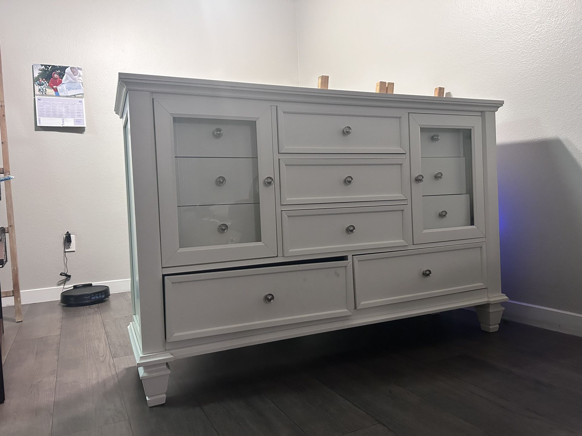 White Dresser And Two Nightstands