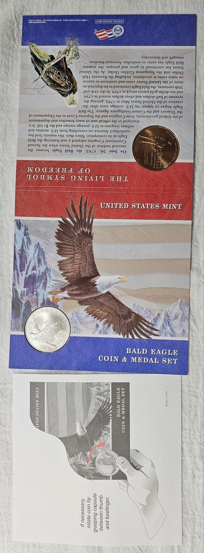 (Four total sets)United States Mint Silver Dollar and Bronze Medal Set