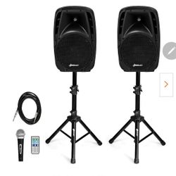 Dual 10 in. Portable 1600-Watt Powered Controlled Speakers

