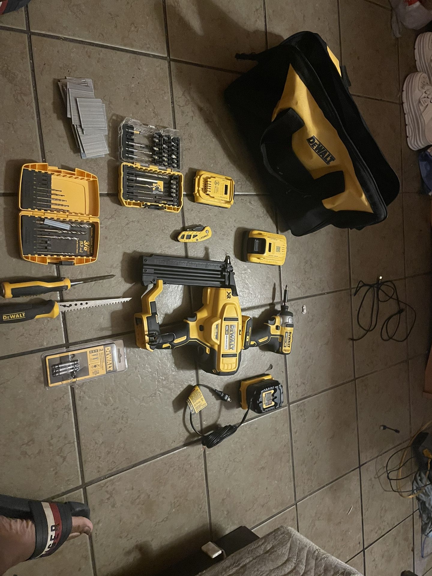 Drill Nail Gun And Tools With Tool Box