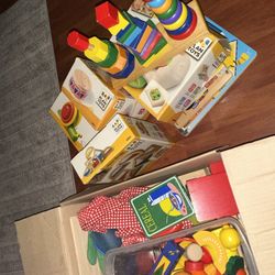 Waldorf/Montessori Toys and Puzzles And Pull Toys - Plan Toys EXCELLENT Condition With Boxes 18 Months-4years