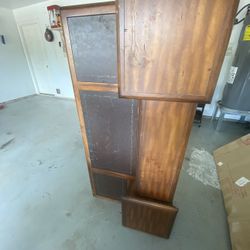 Antique Desk With Leather Inlay And Electrical Outlets