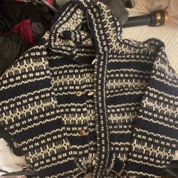 Handmade Wool Poncho Sweater, Jacket Women’s Size M L