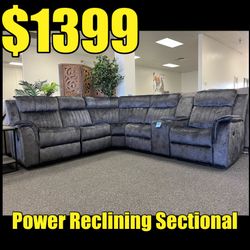 Power Recliner Modular Sectional In Crushed Grey Velvet 