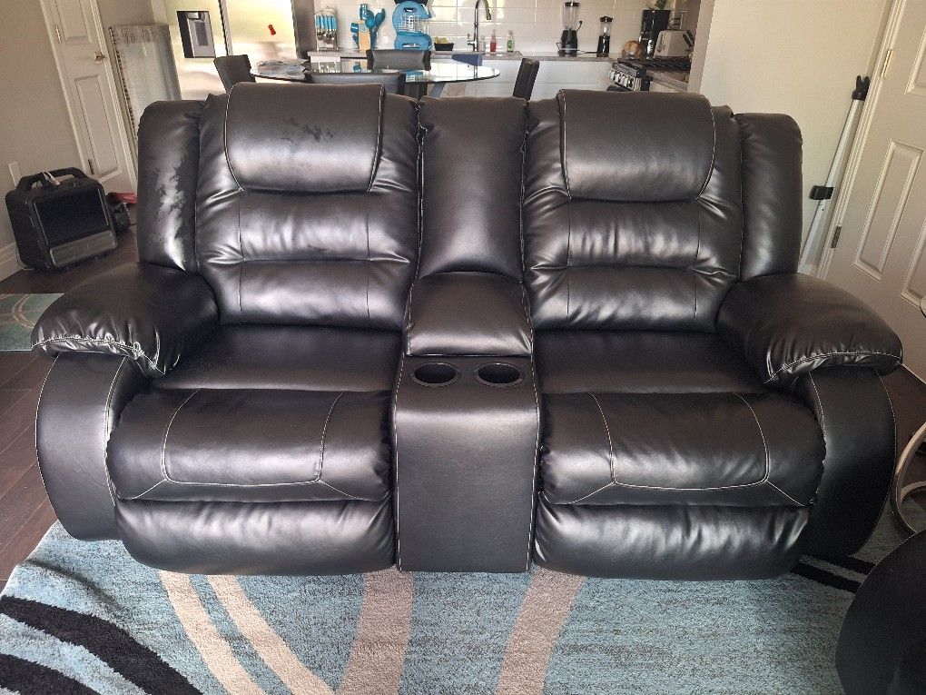 Black Living Room Recliner Set Couch And Loveseat