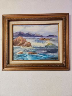 Framed and Signed Original Seascape Oil Painting