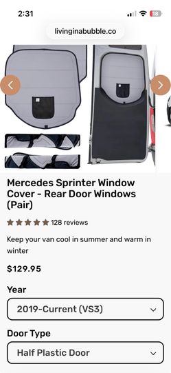 NEW Living In A Bubble Insulated Rear Window Covers | 2019+ Mercedes Sprinter Van