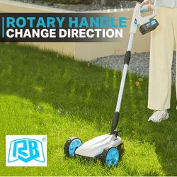 RB 40V 9" Mini Cordless Lawn Mower with Battery & Charger for Small Yards Ultra-light with brushless motor. 3 cutting heights. One-hand steering. Upri