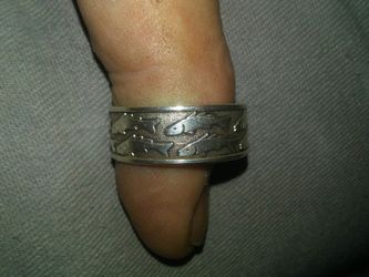 Fish ring band sterling silver