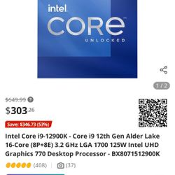 Intel Core i9-12900K - Core i9 12th Gen Alder Lake 16-Core (8P+8E) 3.2 GHz LGA 1700