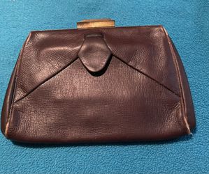 Vintage Brown Leather Clutch Purse