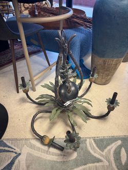 Vintage Tole Pineapple Bamboo Chandelier
