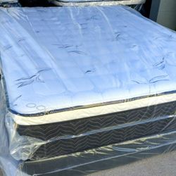 queen orthopedic bamboo pillow top mattress and box spring brand new  " All Sizes Available Brand New : TWIN, FULL, QUEEN, CALIFKING, EKING"