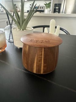 Acacia wood canister