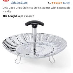 OXO Good Grips Stainless Steel Steamer With Extendable Handle New