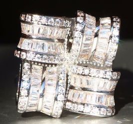 925 Sterling silver,white sapphire engagement wedding Ring