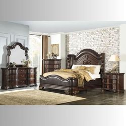 Nightstand, Dresser, Mirror, Queen Bed, King Bed, Brown Bed, Home Furniture 