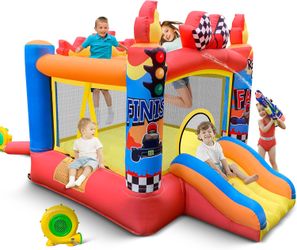 Culaluva Inflatable Bounce House: Bouncy Castle 2-in-1 with Slide for Kids Aged 3-6