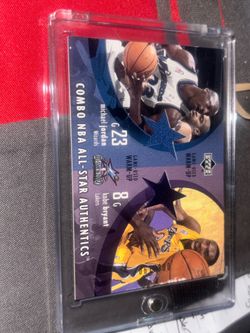 2002 Upper Deck "Combo NBA All-Star Authentics"patch trading card featuring Michael Jordan and Kobe Bryant.