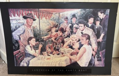 Luncheon Of The Party Boat by George Bungarda 24x36 Lithograph Poster Elvis Marilyn Monroe
