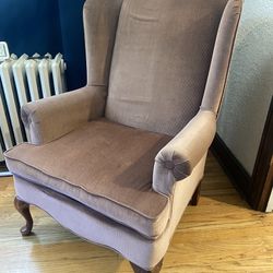 Mauve Corduroy Wingback Chair