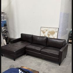 Brown Leather L Sectional - Display Model