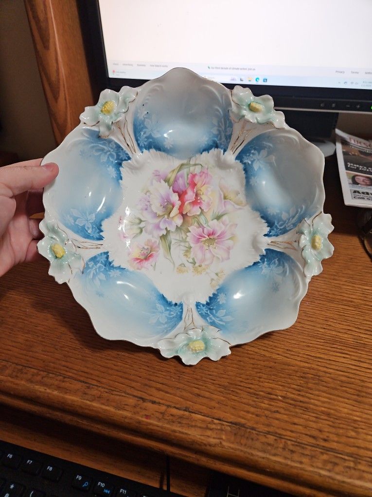 R S Prussia Porcelain #37 Blue Bowl Vintage