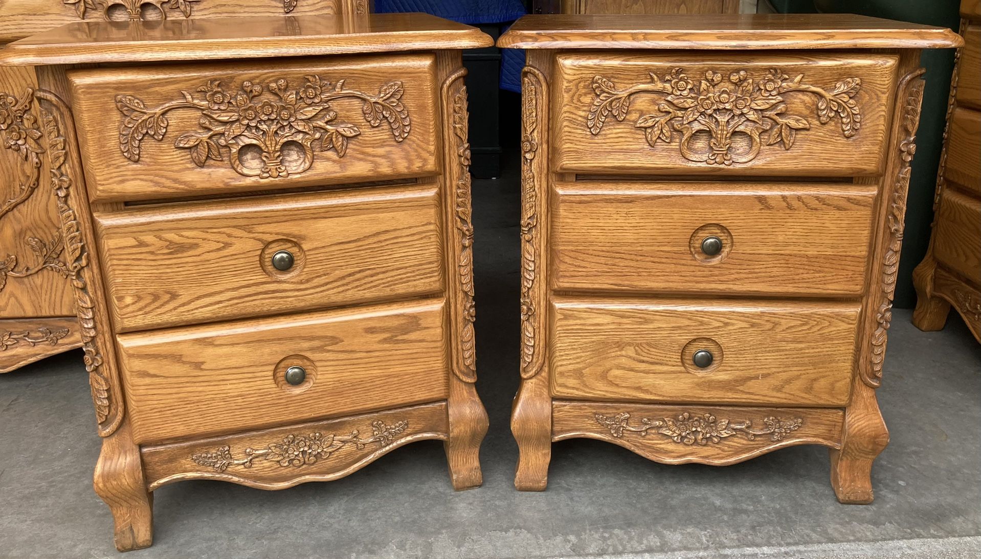 Rare Pair of Summit Oak Nightstands / Mini Chests of Drawers By A America